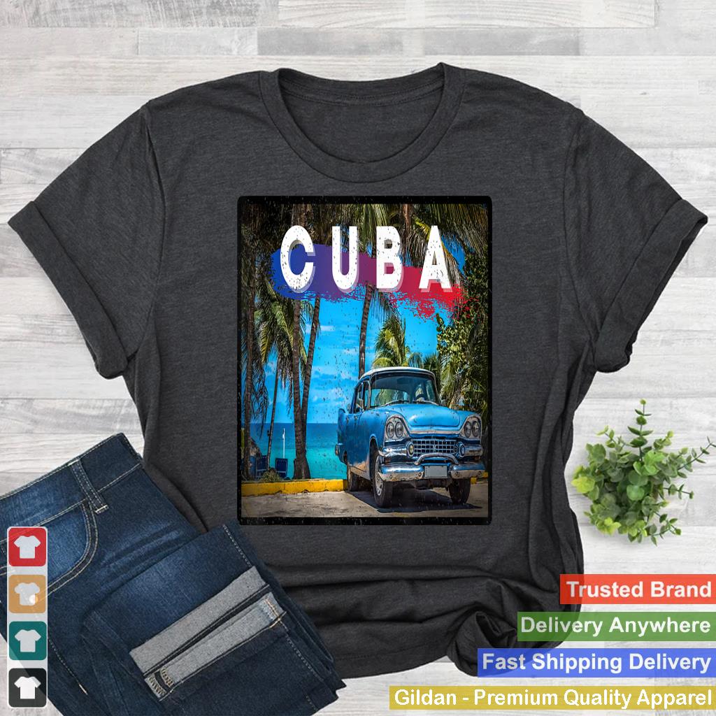 Vintage Cuba Car Design Distressed Cuban Beach