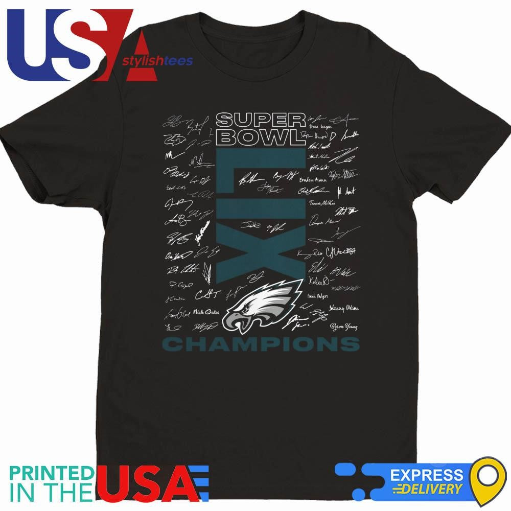 Philadelphia Eagles Super Bowl LIX Champions Signature Roster Shirt