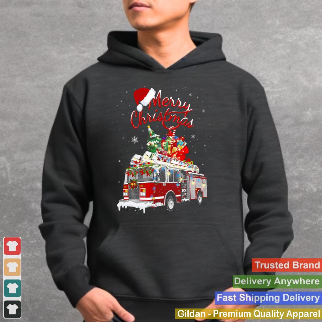 Awesome-Firetruck-Santa-Sleigh-Christmas-Firefighter-shirt