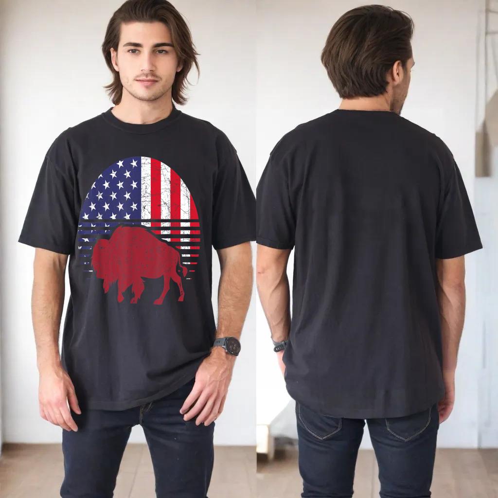 USA Flag American Bison Lover Animal American Buffalo