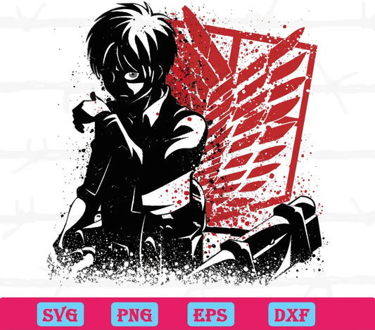 Eren Jaeger Attack On Titan, SVG PNG DXF EPS Cricut Silhouette