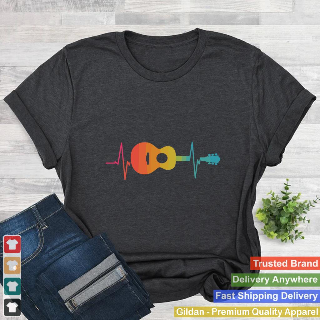 Colorful Guitar Heartbeat Guitar Player Musician Tee