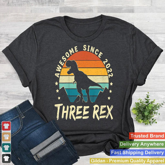 Kids Three Rex 3rd Birthday Boy shirt Third Dinosaur 3 Year Old