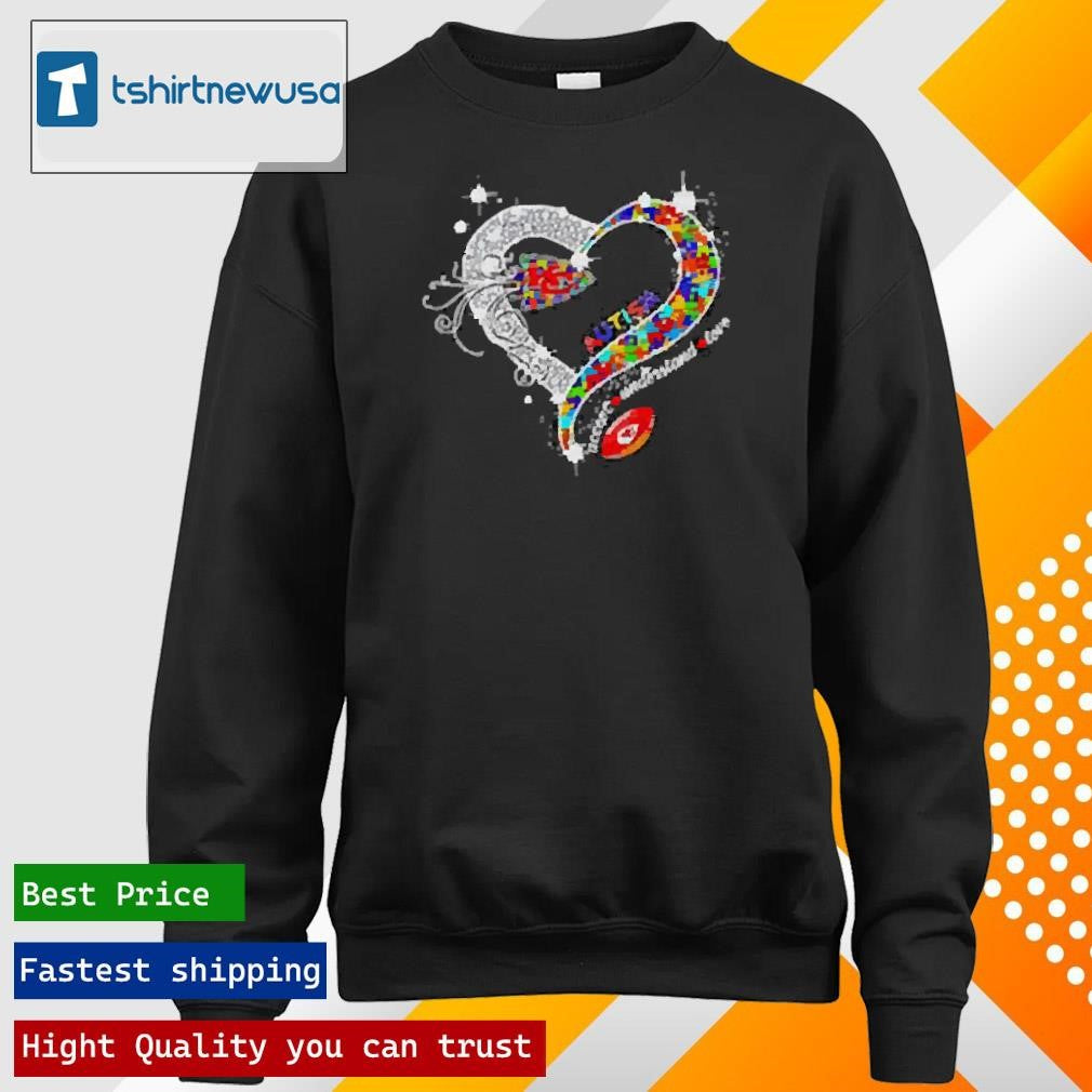 Best Heart Kansas City Chiefs Autism accept understand love 2024 T Shirt and Long Sleeved