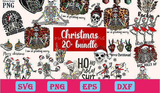 20 Christmas Skeleton Png Bundle