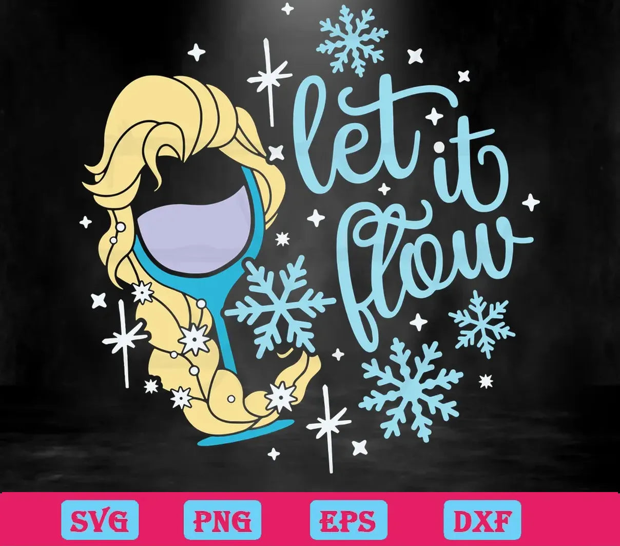 Elsa Hair Drinking Glass Let It Flow, Graphic Design Svg