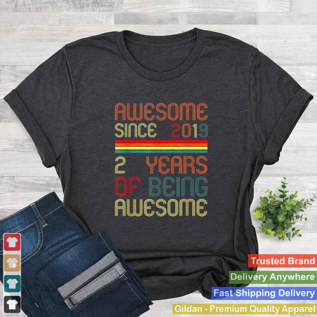 2 Years Old Awesome Since 2019 second Birthday Retro Shirt