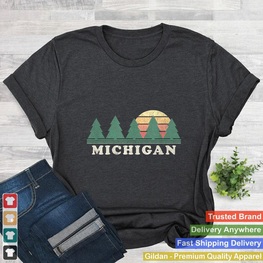 Michigan MI T-Shirt Vintage Graphic Tee Retro 70s Design