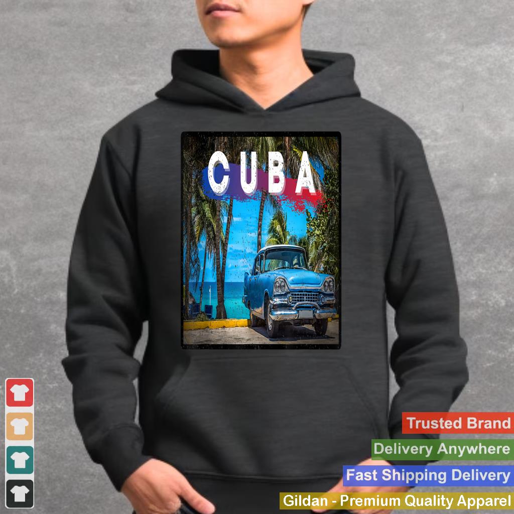 Vintage Cuba Car Design Distressed Cuban Beach