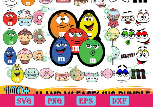 100+ M And Ms Faces Svg Bundle, M And M Svg, MM Logo Svg