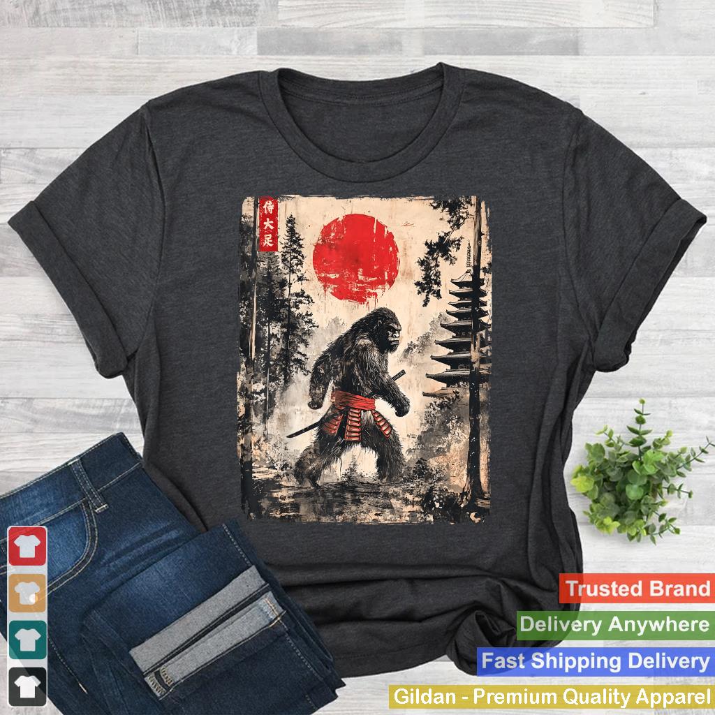 Samurai Bigfoot Japanese Vintage Graphic Ukiyo-e Art Funny