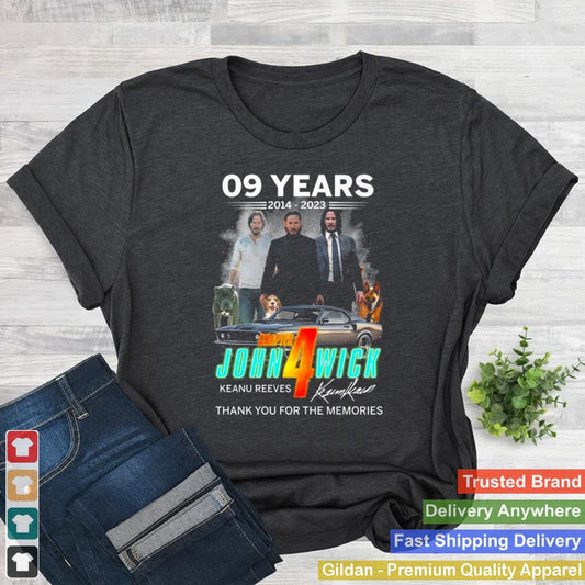 09 years 2014 2023 Chapter John Wick 4 Keanu Reeves signature thank you for the memories shirt