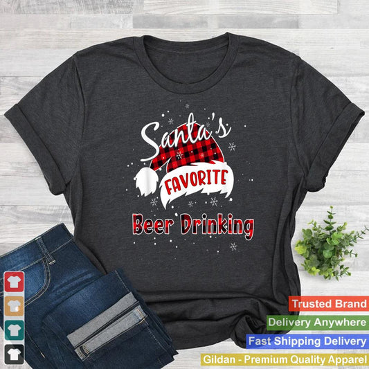 Funny Santa's Favorite Beer Drinking Christmas Plaid Buffalo