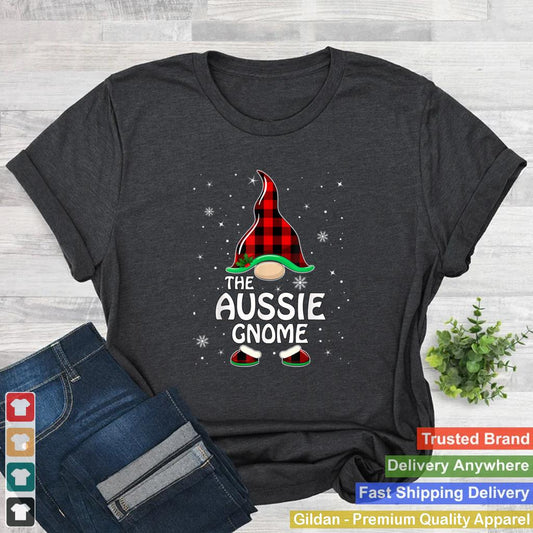 Aussie Gnome Buffalo Plaid Matching Family Christmas Pajama T Shirt