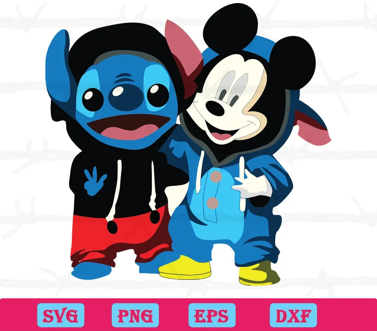 Baby Stitch And Mickey Mouse Svg