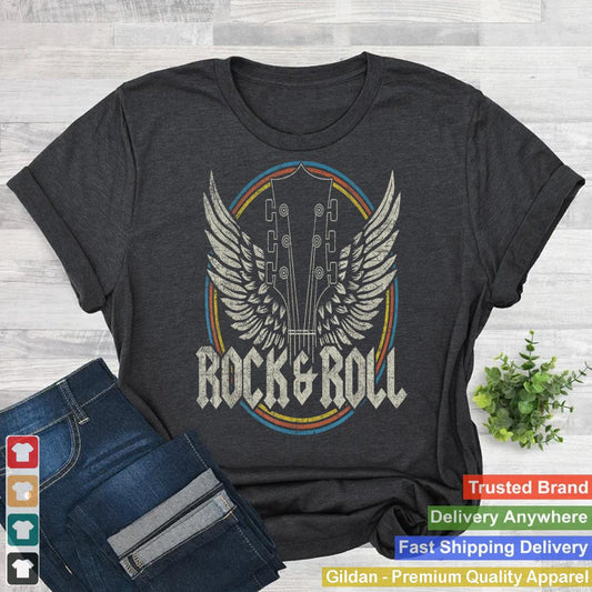 Retro Vintage Rock & Roll Guitar Wings Music Concert Band_1