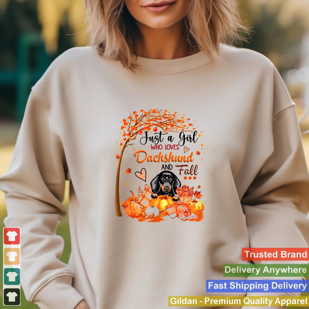 Autumn Leave Tree Just A Girl Who Loves Dachshund And Fall Halloween Shirt