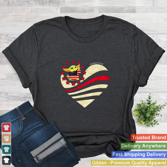 America Lover heart yoda american flag shirt