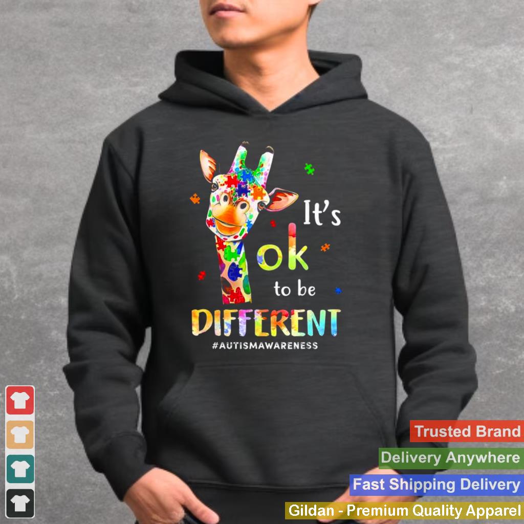 Autism Awareness Cute Giraffe Animal Its Ok To Be Different T Shirt