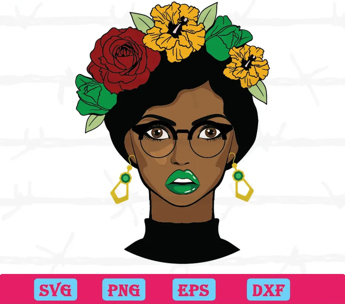 Black Girl Magic With Flower, Svg Png Dxf Eps Cricut Silhouette