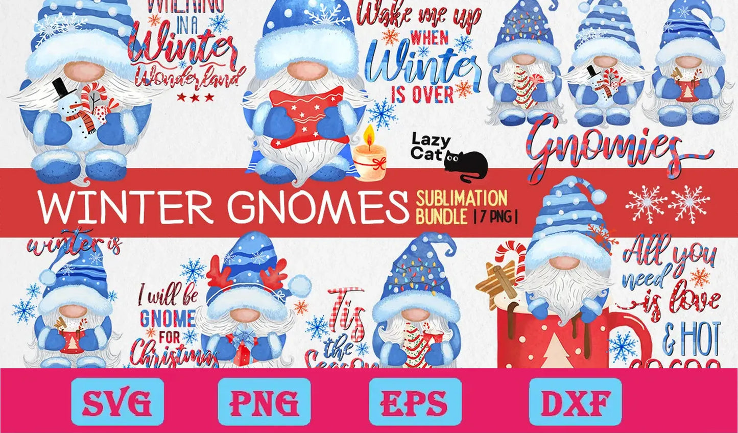 Winter Gnomes Sublimation Png Bundle