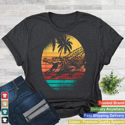 Retro Crocodile Alligator Vintage Gator Distressed Sunset