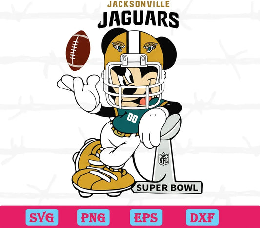 Mickey Mouse Jacksonville Jaguars, Laser Cut Svg Files