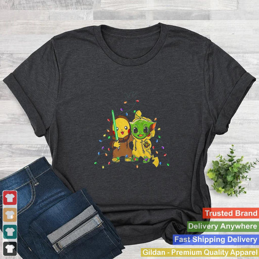 Baby Pikachu And Baby Yoda Merry Christmas Light shirt