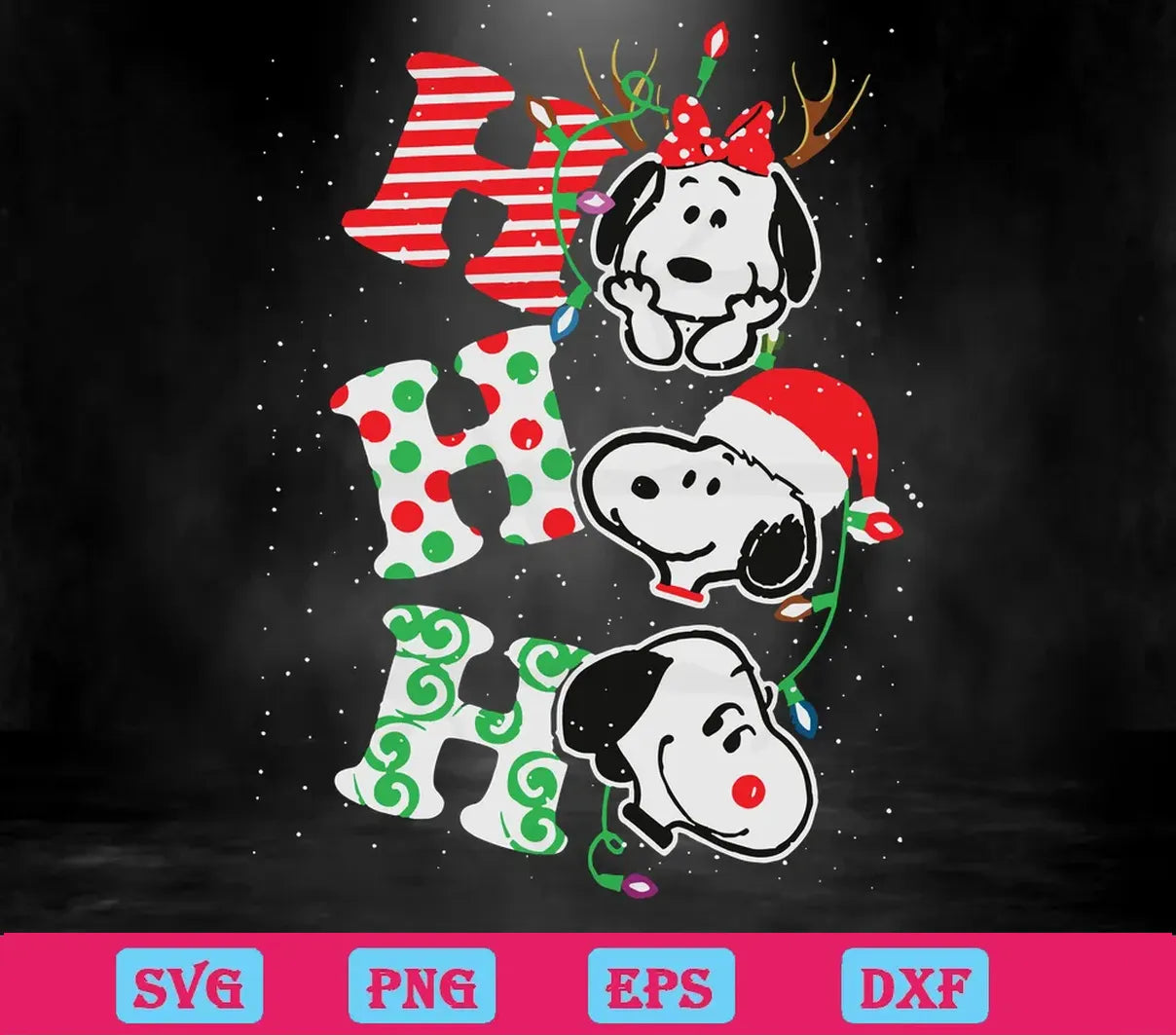 Snoopy Ho Ho Ho Christmas, Svg Png Dxf Eps Designs Download