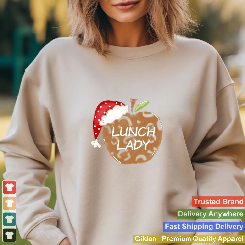 Apple Leopard Santa Hat Lunch Lady Christmas shirt