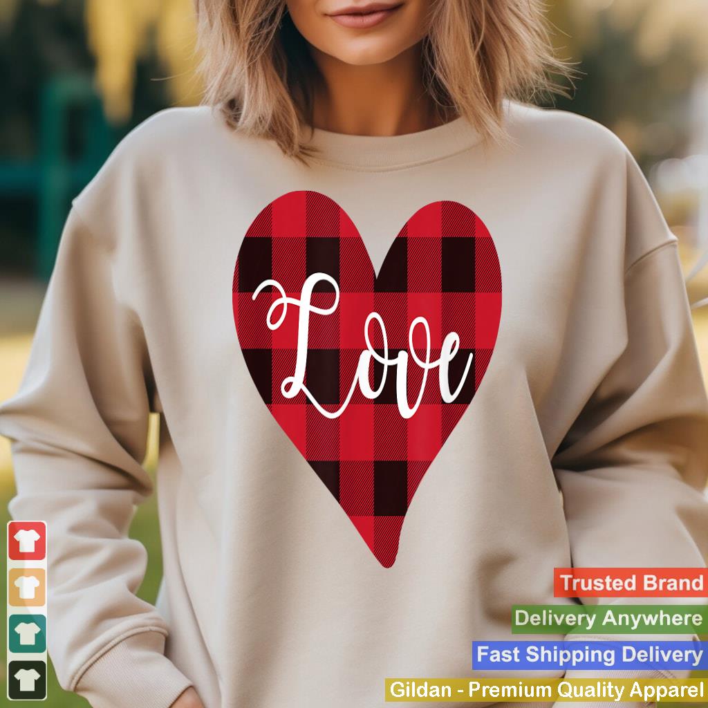 Valentines Day Buffalo Plaid Check Pattern Love Heart Shirt