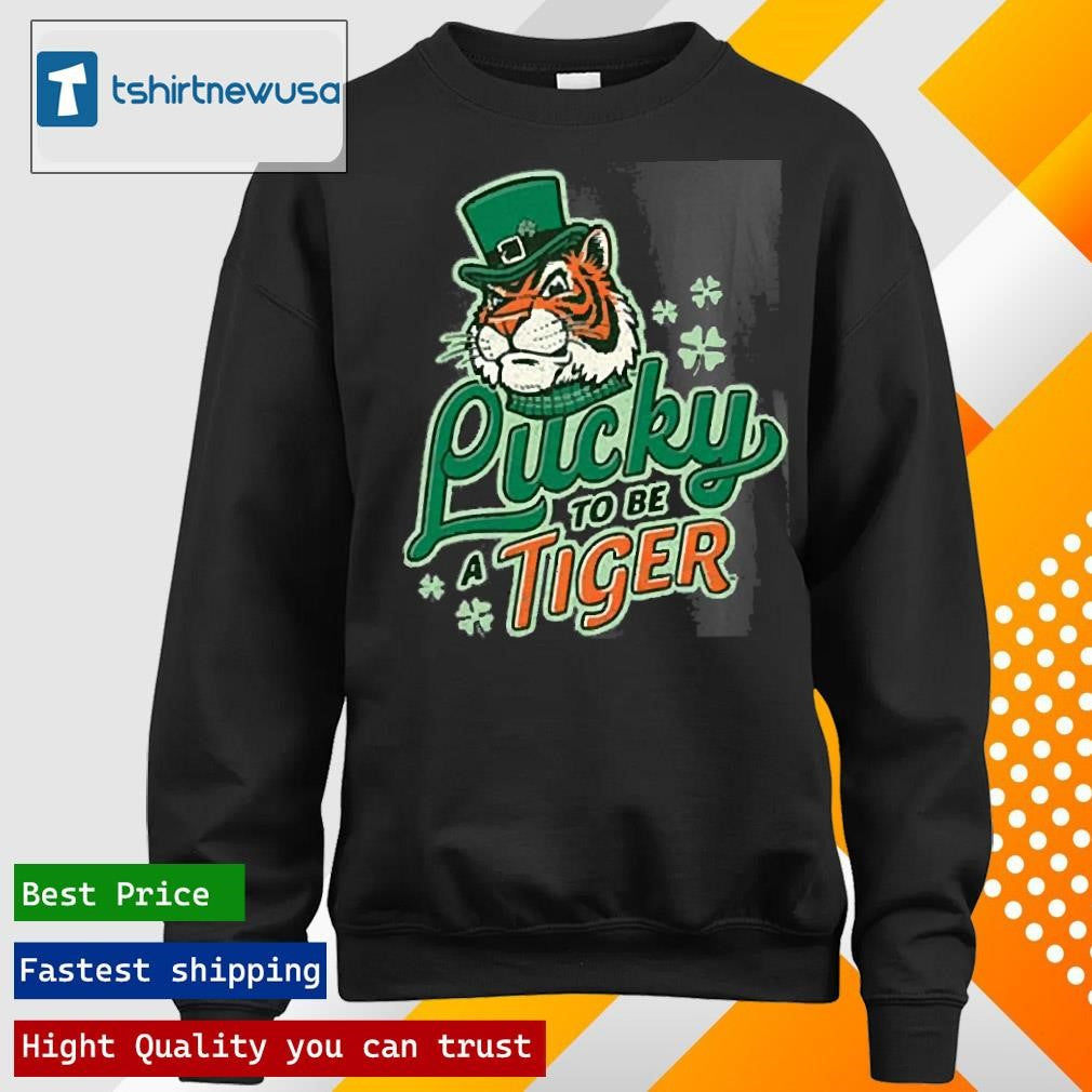 Top Lucky To Be A Tiger Saint Patricks Day 2025 Tiger Town Painting T Shirt