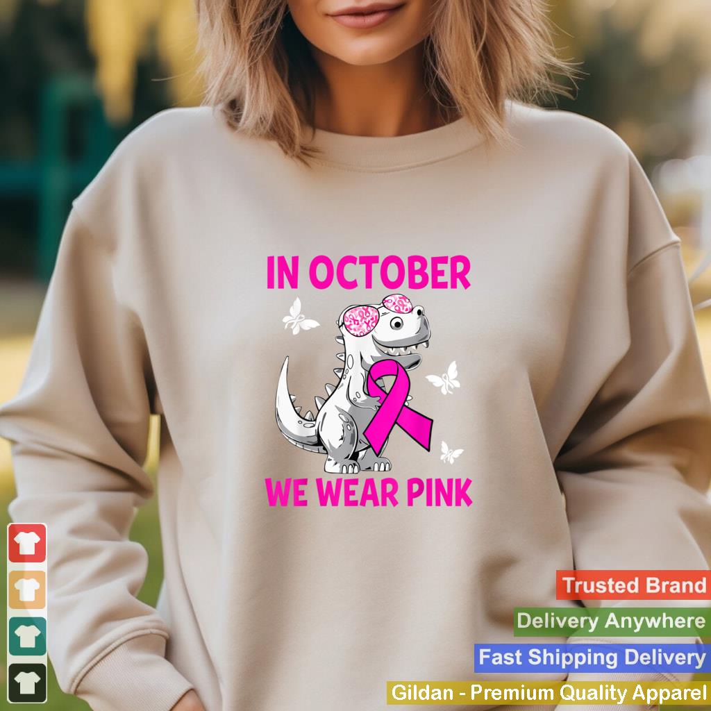 In October We Wear Pink Breast Cancer Awareness Kids Boys T Shirt 1