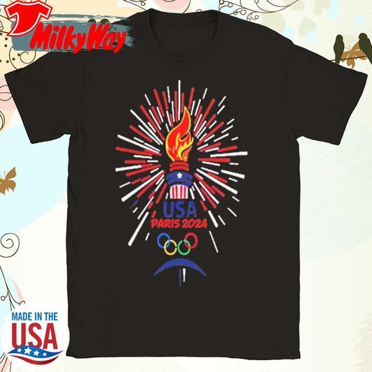 The 2024 Summer Olympics In Paris Olympics Logo Team USA Torch T-Shirt