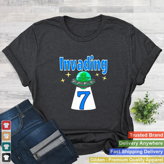 Baby Alien 7th Birthday Invading shirt