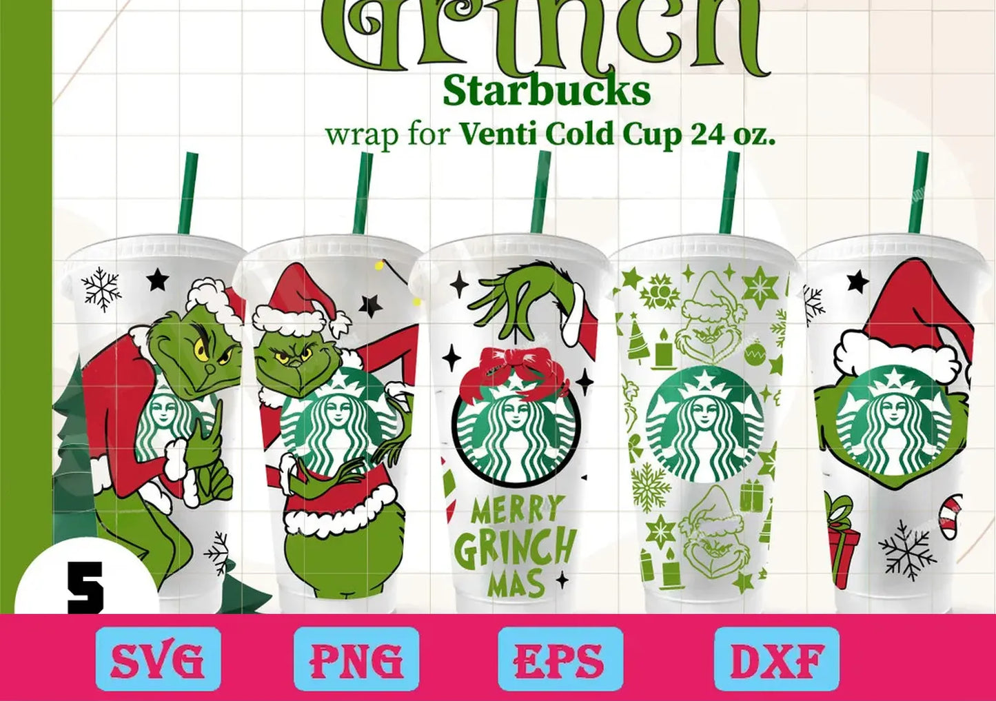 Merry Grinchmas Starbucks Bundle Svg