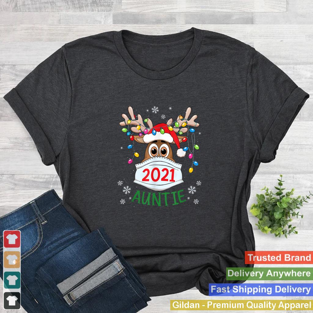 Auntie Reindeer Quarantine Christmas 2021 Xmas Lights Pajama T Shirt