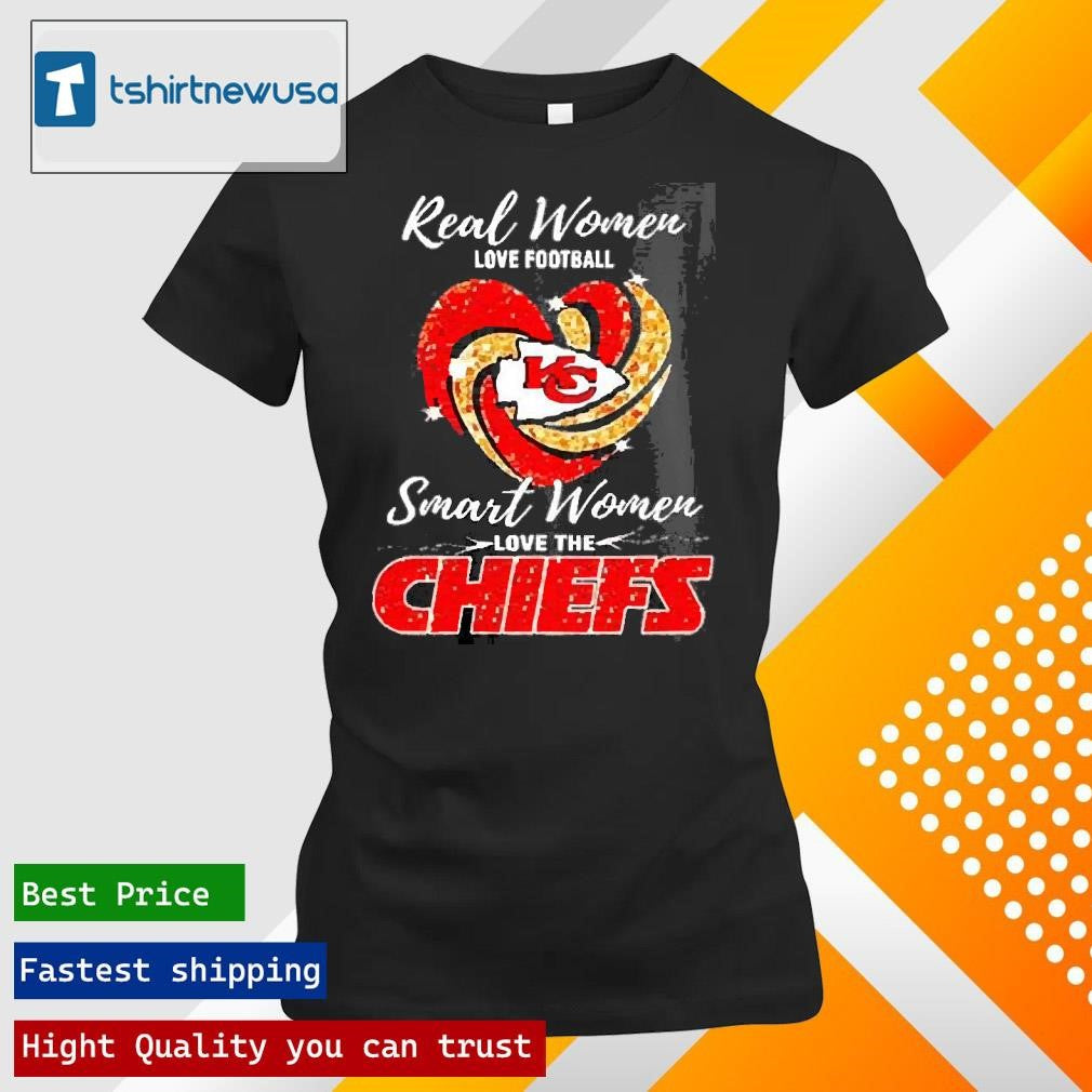 Best Real Women Love Football Smart Women Love The Kansas City Chiefs Heart Diamond 2025 Shirts