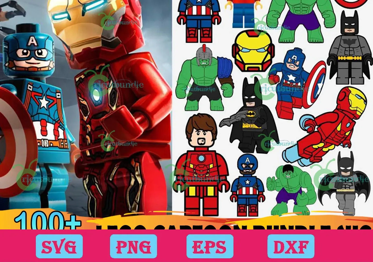 100+ Marvel Lego Cartoon Bundle Svg