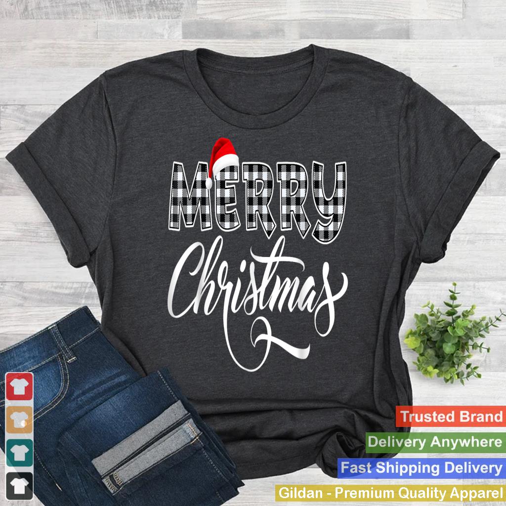 Merry Christmas Buffalo Black and White Plaid for Men Women