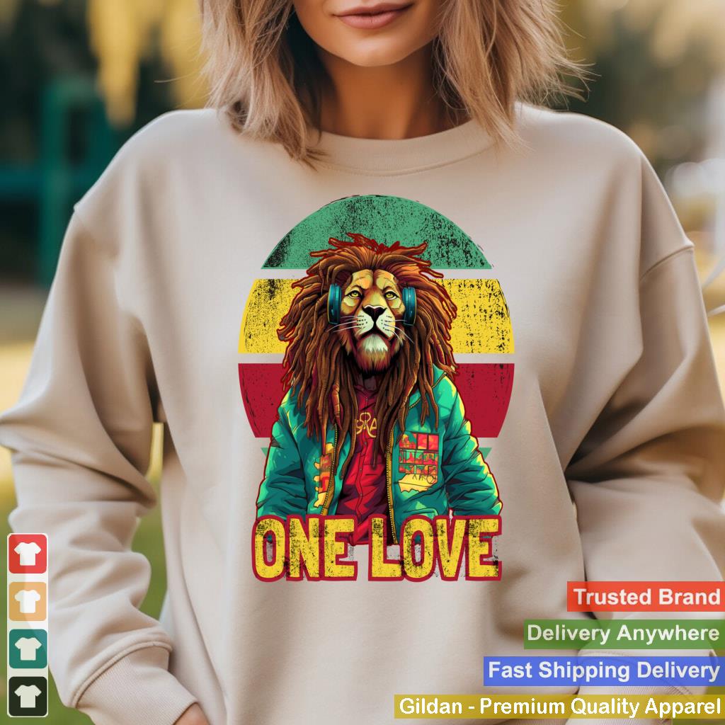 Rasta Lion Reggae Music T-Shirt  One Love Jamaican Tee