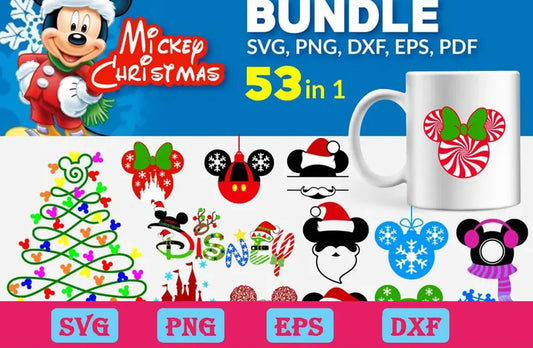 53 Mickey Christmas Bundle Svg