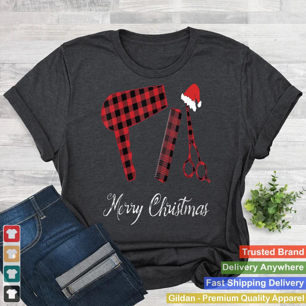 Hair Stylist Merry Christmas Buffalo Plaid Tools