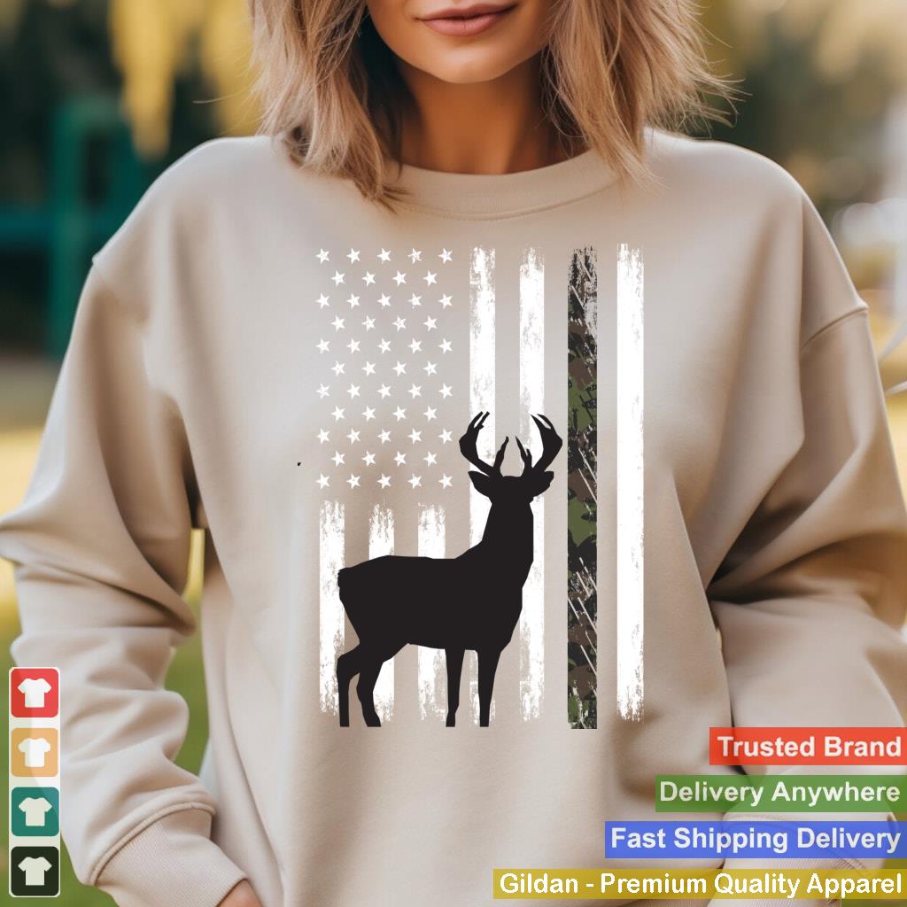 Whitetail Deer Hunting Hunter Buck Camo American Flag USA