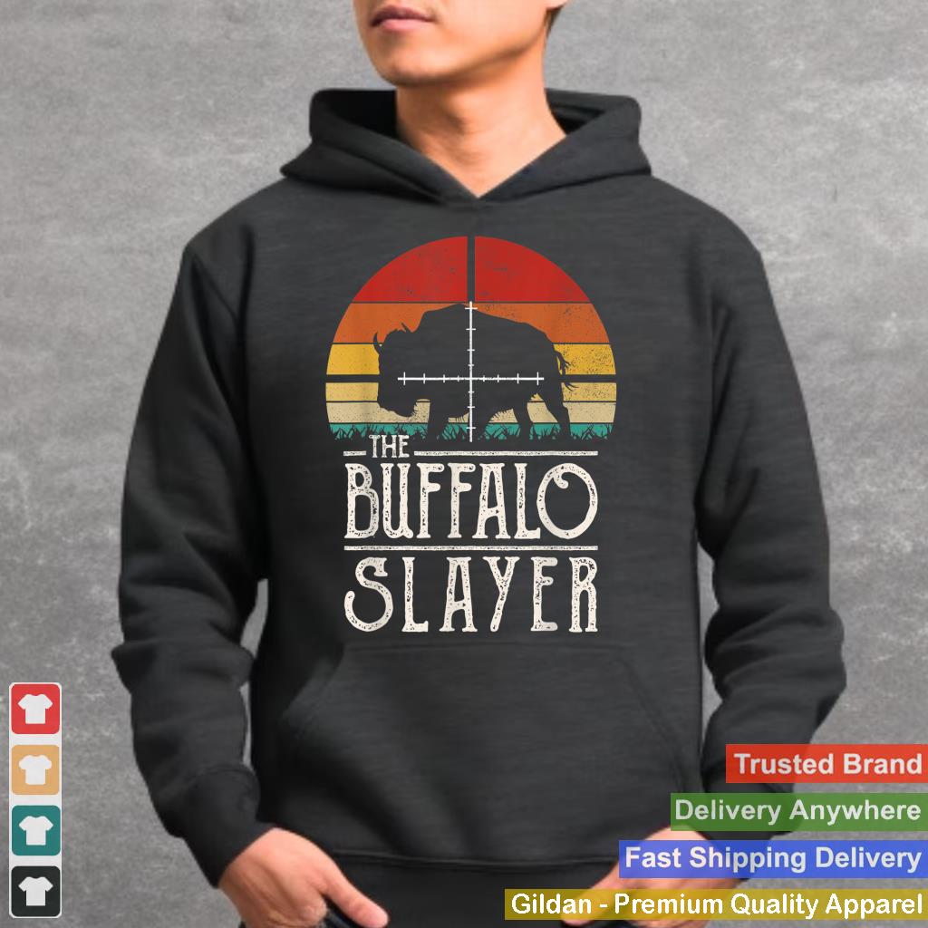 Vintage Sunset Retro Style Buffalo Hunting