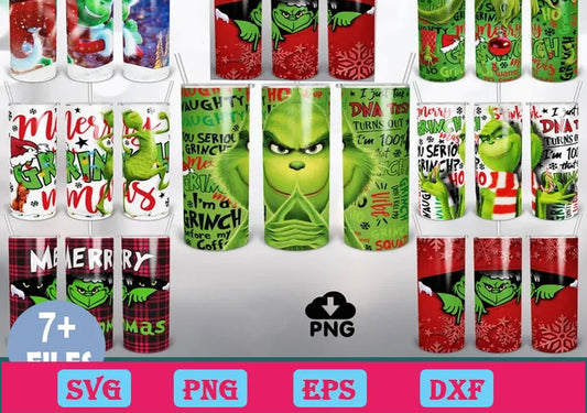 7+ Grinch Tumbler PNG, Grinch Christmas PNG Bundle