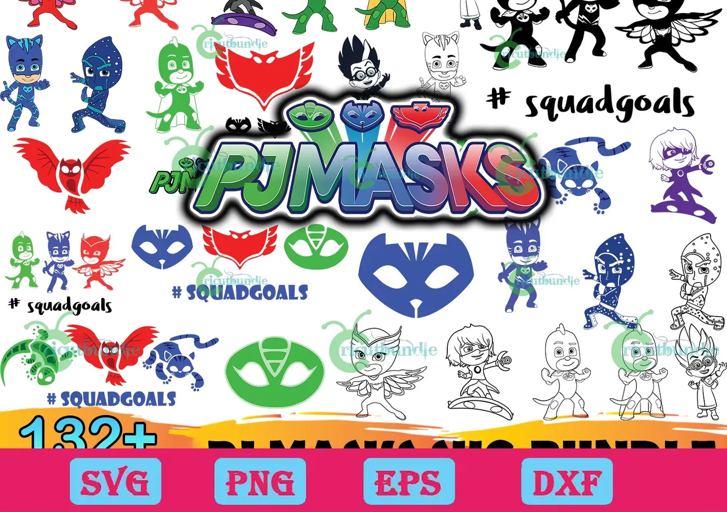 132 PJ Masks Svg Bundle