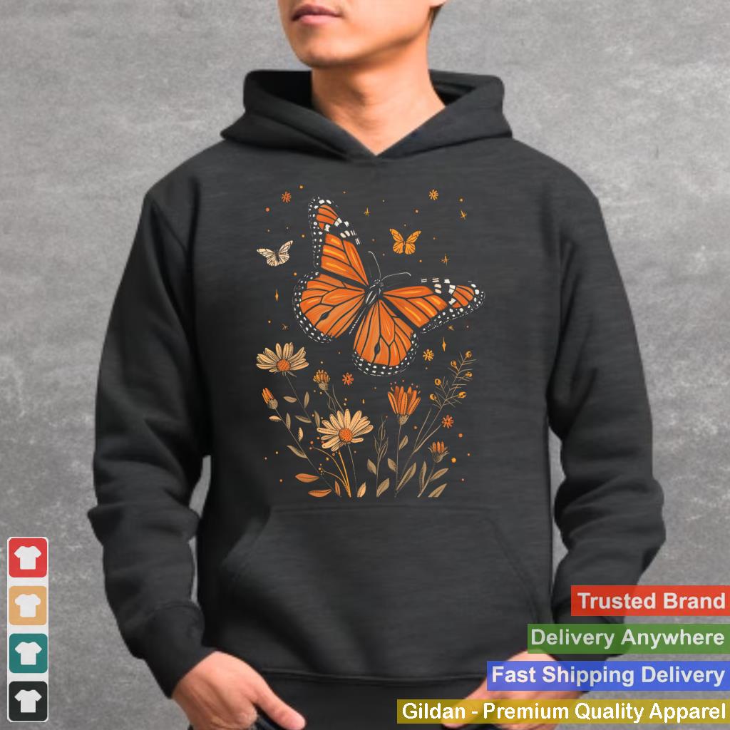 Monarch Butterfly Nature Lover Vintage Wild Flower Floral Sweatshirt