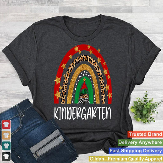 Kindergarten Teacher Christmas Funny Rainbow Leopard Buffalo