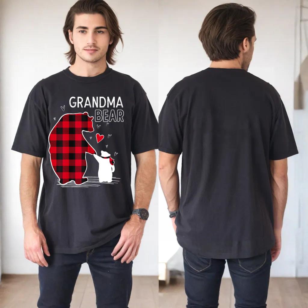 Grandma Bear Christmas Pajama Red Buffalo Plaid